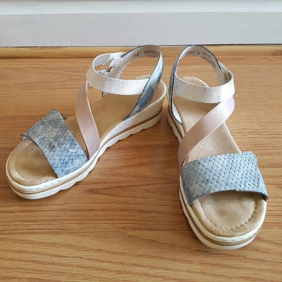 Rieker Blue Wedge Sandal Size 36 - Picture 2 of 10